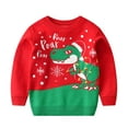 thumbnail image 1 of Tfken Christmas Child Boys Sweater Retro Cartoon Print Daily Wear Crew Neck Pullover Sweater Red Size 4-5 Years, 1 of 4