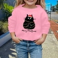 thumbnail image 1 of Tfken Christmas Cute Sweatshirts For Girls Black Cat Graphic Fall Winter Pullover Long Sleeve Crewneck Soft Casual Top Xmas Holiday Party Clothes Size,3-10 Years Pink, 1 of 4