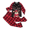 thumbnail image 1 of Tfken Christmas Family Matching Pajamas Crew Neck Cute Long Sleeve Tops Plaid Pant Black Child Holiday Nightwear Jammies, 1 of 3