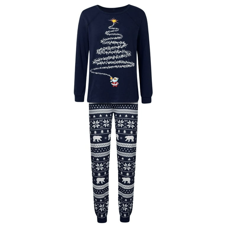 Tfken Christmas Family Matching Pajamas Crew Neck Indoor Long