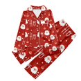 thumbnail image 1 of Tfken Christmas Girls Sleepwear Lightweight Daily Wear Santa Claus Print Long Sleeve Lapel Neck Shirts Pants Red Outfits Sets Size 3-4 Years, 1 of 3