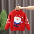 thumbnail image 1 of Tfken Christmas Sweater For Boys Children Soft Cartoon Print Retro Crew Neck Pullover Sweater Red Size 2-3 Years, 1 of 5