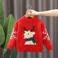 thumbnail image 1 of Tfken Christmas Sweater For Boys Toddler Soft Cartoon Print Daily Wear Crew Neck Pullover Sweater Red Size 2-3 Years, 1 of 5