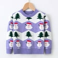 thumbnail image 1 of Tfken Christmas Sweater For Girls Child Trendy Cartoon Print Comfortable Crew Neck Pullover Sweater Purple Size 5-6 Years, 1 of 3