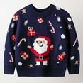 thumbnail image 1 of Tfken Christmas Toddler Boys Sweater Long Sleeve Cartoon Print Pullover Warm Comfortable Sweater Navy Size 1-2 Years, 1 of 8