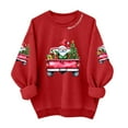 thumbnail image 1 of Tfken Christmas Toddler Child Boys Sweatshirt Long Sleeve Crew Neck Car Print Pullover Shirts Winter Cozy Tops Child Size 5-6 Years, 1 of 3