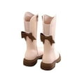 thumbnail image 1 of Tfken Closed Toe Zip-Up Girls Kids Combat Boots Knee-High Bow Decoration Trendy Daily Wear Beige Boots For Girls Teen Size 3.5-4 Years, 1 of 6