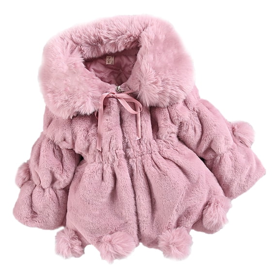 Tfken Coat For Girls Fall Winter Baggy Fleece Coats Casual Lightweight Warm Children Comfortable Clothes Outerwear Size 5-6 Years Pink