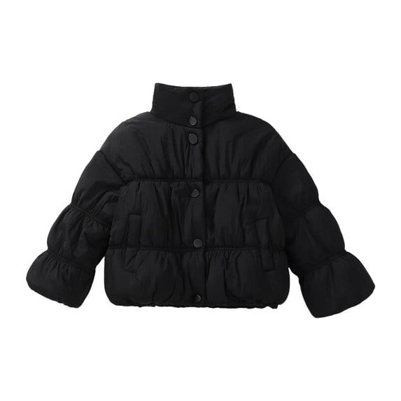 Tfken Coat For Girls Winter Fall Button Lightweight Coats With Pockets Baggy Casual Warm Child Comfy Clothes Outwear Size 18-24 Months Black