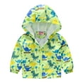 thumbnail image 1 of Tfken Coat For Kids Boys Fashion Hooded Cartoon Print Windbreaker Comfortable Green Jacket Size 18-24 Months, 1 of 3
