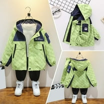 Tfken Coat For Teen Girls Boys Daily Wear Hooded Wave Print Raincoat Fashion Green Jacket Size 6-7 Years