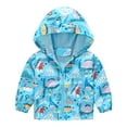 thumbnail image 1 of Tfken Coat For Teen Girls Boys Soft Hooded Cartoon Print Windbreaker Trendy Light Blue Jacket Size 12-18 Months, 1 of 5