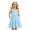 thumbnail image 1 of Tfken Comfy Dresses For Girls Soft Travel Holiday Girls Sleeveless Dresses Elegant Solid Color Party Children Cute Clothes Size 7-8 Years, 1 of 6