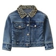 thumbnail image 1 of Tfken Denim Jacket Long Sleeve Lapel Neck Toddler Girls Coat Fashion Light-Weight Casual Blue Tops Size 2-3 Years, 1 of 8