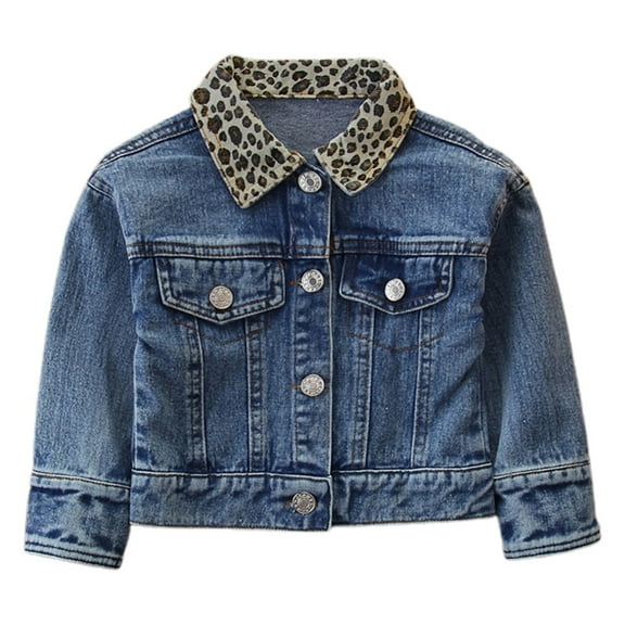 Tfken Denim Jacket Long Sleeve Lapel Neck Toddler Girls Coat Fashion Light-Weight Casual Blue Tops Size 2-3 Years