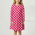 thumbnail image 1 of Tfken Dress For Girls 2025 Crew Neck Long Sleeve Polka Dot Print Straight Summer Soft Red Size 3 Years-4 Years, 1 of 4