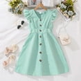 thumbnail image 1 of Tfken Dress For Girls 2025 Size 11 Years-12 Years Solid Color Daily Wear Loose A-Line Light Green Children Dresses, 1 of 9