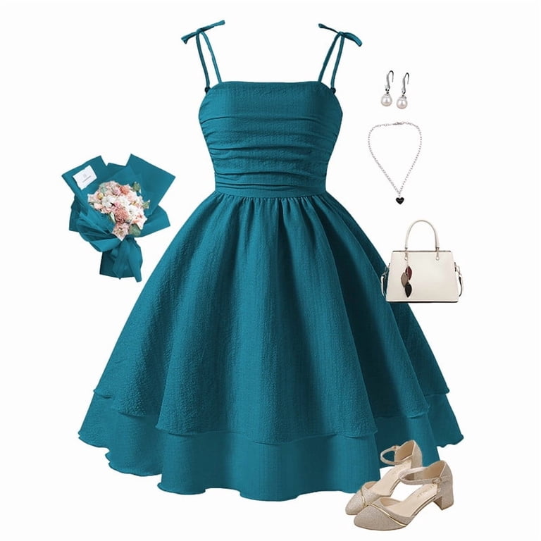 Tfken Dress For Girls Trendy Soft A-Line Solid Color Elastic Dark Green  Dresses Size 10-11 Years - Walmart.com