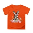 thumbnail image 1 of Tfken Easter Girls Tops Bunny Print Crew Neck Short Sleeve Summer Girls Casual Tees For Easter Party Children Soft Outfit Orange Size 12-13 Years, 1 of 4