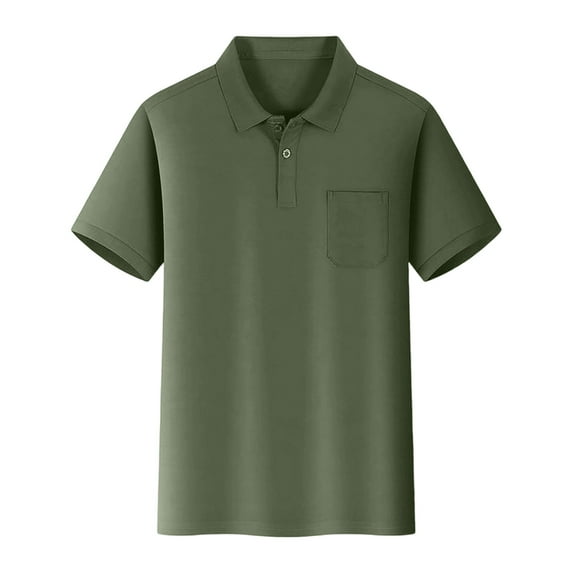 Tfken For Little Boys Child Tee Classic-Fit Solid Color Short Sleeve T-Shirts Soft Lapel Neck Army Green Tops Size 4-5 Years