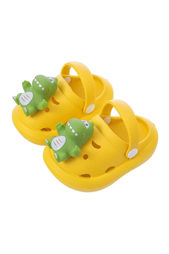 Garden Clogs Slippers For Boys Girls Cute Lightweight Size 3-4 Years Yellow Cartoon Decorations Swivel Ankle Strap Eva Children Toddler Water Shoes