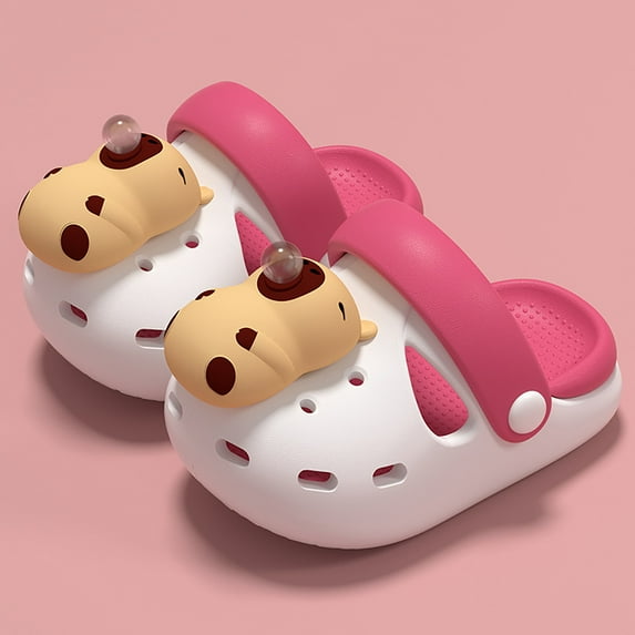 Tfken Garden Clogs Slippers For Boys Girls Pool Swivel Ankle Strap Breathable Cartoon Decoration White Eva Children Toddler Water Shoes Size 6-7 Years