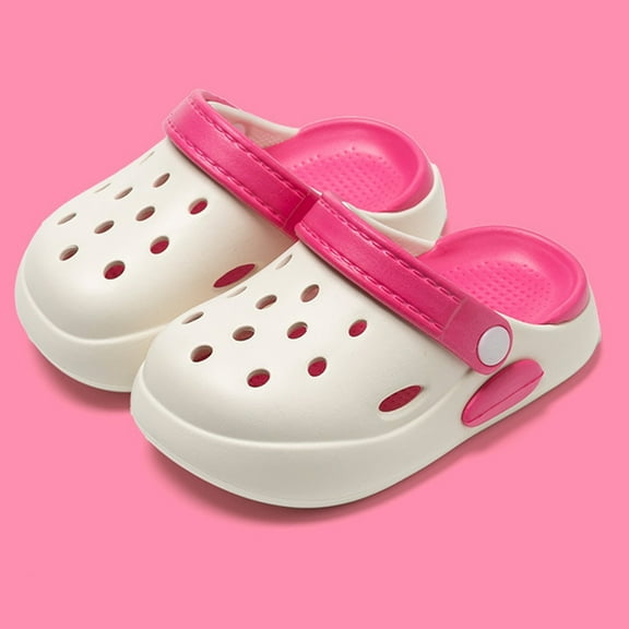 Tfken Garden Clogs Slippers For Girls Boys Pool Summer Swivel Ankle Strap Hot Pink Eva Children Toddler Sandals Size 10-11 Years