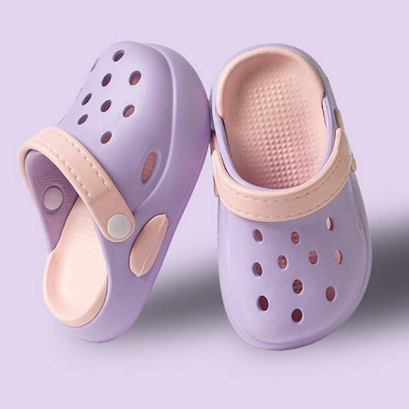 Tfken Garden Clogs Slippers For Kids Boys Girls Eva Swivel Ankle Strap Soft Breathable Toddler Child Sandals Purple Size 4-5 Years