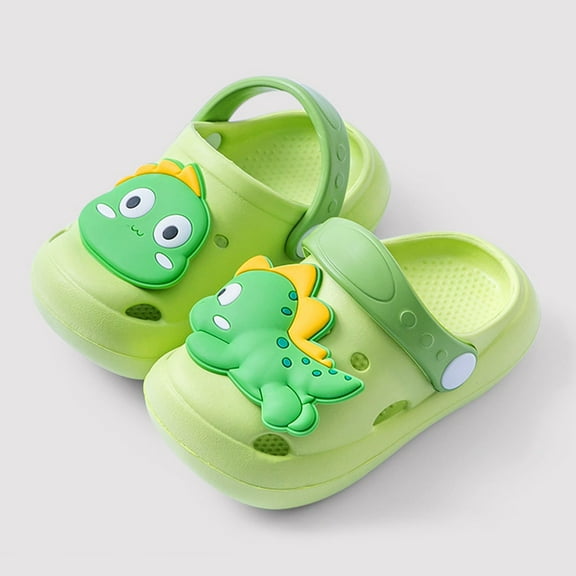 Tfken Garden Clogs Slippers For Girls Boys Comfortable Breathable Dinosaur Decoration Swivel Ankle Strap Eva Green Children Toddler Sandals Size 7-8 Years