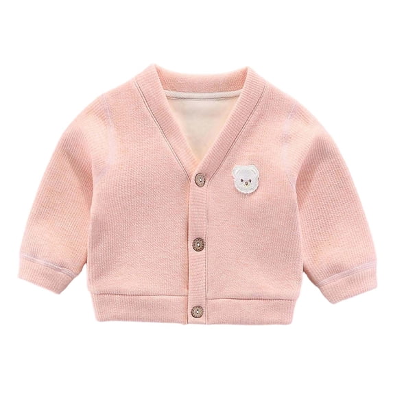 Tfken Girls Cardigan Fall Winter Lightweight Button Cardigan Casual Loose Warm Toddler Soft Clothes Outdoor Size 2-3 Years Pink
