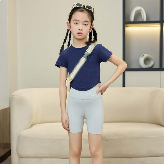 Tfken Girls Casual Sports Shorts For Daily Wear Comfortable Elastic Children's Leggings Suitable For Young Children Grey Size 4-5 Years