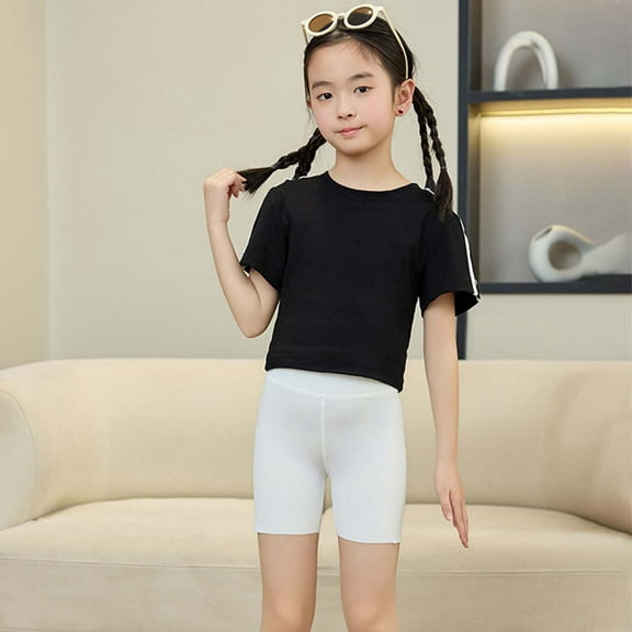 Tfken Girls Casual Sports Shorts For Daily Wear Comfortable Elastic Children's Leggings Suitable For Young Children White Size 9-10 Years