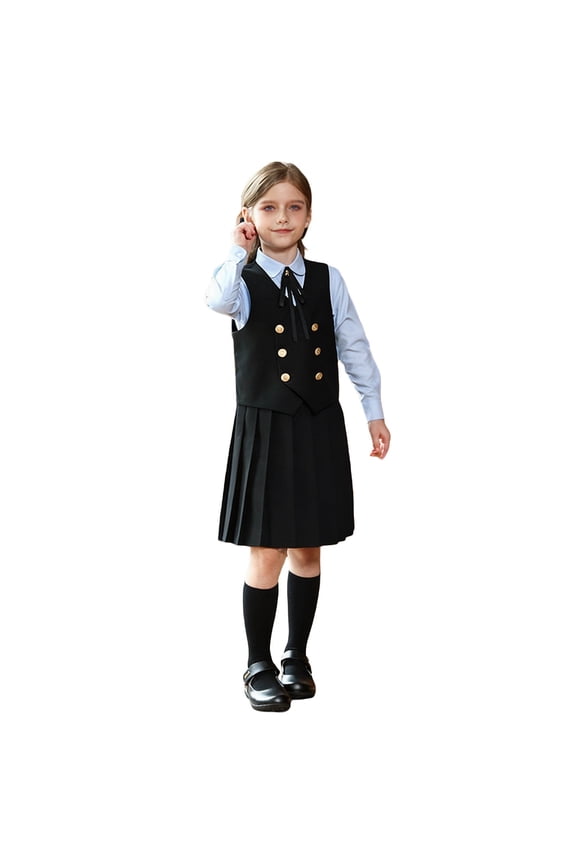 Girls Child Soft Set Summer Comfy Holiday Daily 4 Piece Vest With Skirts Sets Party Casual Performance Fashion Kids Classic Outfit Size 3-4 Years Black