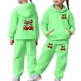 thumbnail image 1 of Tfken Girls Child Toddler Outfit Sets Comfy Soft Holiday Daily Girls Hoodie Sweatshirts With Pants Set Winter Comfortable Bowknot Graphic Children Lightweight Outfit Size 2-3 Years, 1 of 7