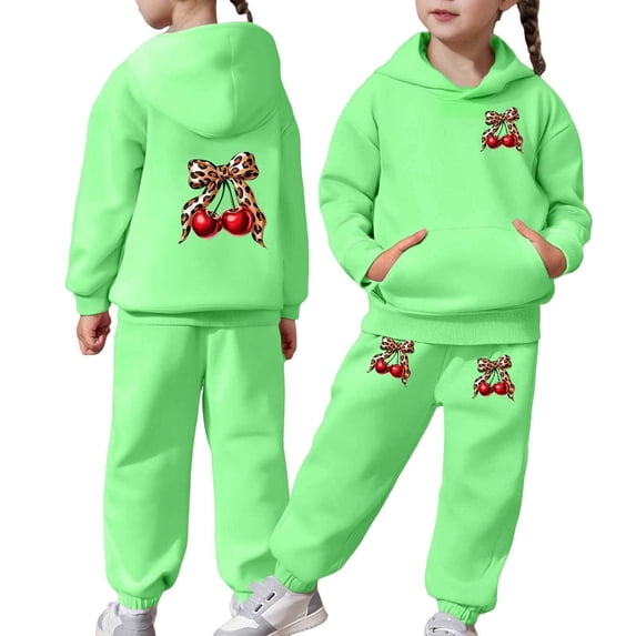 Tfken Girls Child Toddler Outfit Sets Comfy Soft Holiday Daily Girls Hoodie Sweatshirts With Pants Set Winter Comfortable Bowknot Graphic Children Lightweight Outfit Size 2-3 Years
