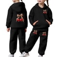 thumbnail image 1 of Tfken Girls Child Toddler Outfit Sets Comfy Soft Holiday Daily Girls Hoodie Sweatshirts With Pants Set Winter Comfortable Bowknot Graphic Kids Stretch Outfit Size 2-3 Years, 1 of 7