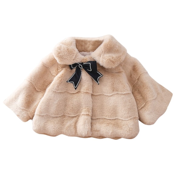 Tfken Girls Coat Fall Winter Lightweight Coats Casual Loose Warm Children Comfortable Clothes Outerwear Size 12-18 Months Beige