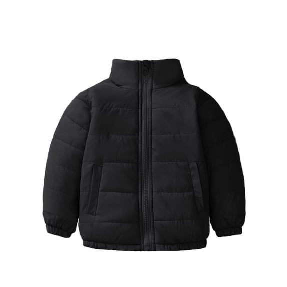 Tfken Girls Coat Fall Winter Lightweight Zip Up Coats With Pockets Casual Loose Warm Child Comfy Clothes Outwear Size 3-4 Years Black