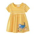 thumbnail image 1 of Tfken Girls Dresses For Summer Crew Neck Short Sleeve Print Dresses Daily Wear Fashion Toddler Soft Clothes Yellow Size 3-4 Years, 1 of 7