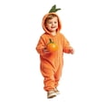 thumbnail image 1 of Tfken Girls Halloween Jumpsuit Long Sleeve Fall Winter Pumpkin Casual Hooded Jumpsuit Zip Up Daily Wear Soft Child Fashion Clothes Size 18-24 Months Orange, 1 of 3