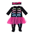 thumbnail image 1 of Tfken Girls Halloween Onesie Fall Winter Long Sleeve Tulle Skeleton Graphic Casual Jumpsuit Soft Daily Wear Toddler Comfortable Clothes Size 0-3 Months Black, 1 of 9