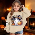 thumbnail image 1 of Tfken Girls Halloween Sweatshirt Ghost Pumpkin Graphic Print Pullover Crew Neck Long Sleeve Fall Winter Soft Comfortable Casual Wear Festival Party Tops Size,3-10 Years Khaki, 1 of 4