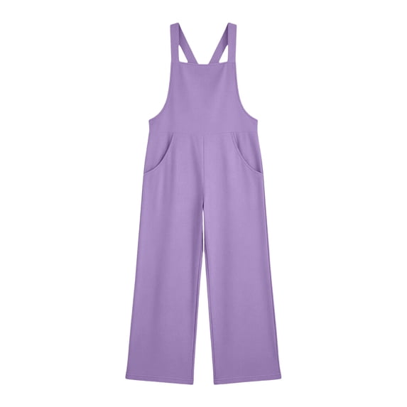 Tfken Girls Overall Sleeveless Summer Comfy Casual Jumpsuit Daily Wear Soft Child Fashion Clothes Size 13-14 Years Purple