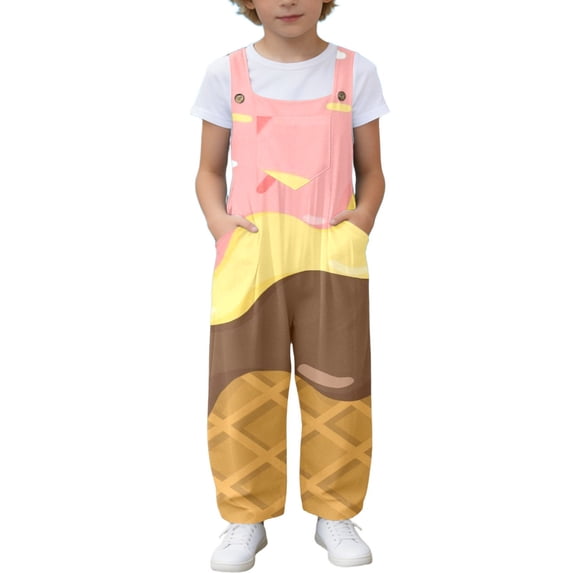 Tfken Girls Overalls Sleeveless Summer Comfy Casual Graphic Jumpsuit With Pockets Daily Wear Soft Children Trendy Clothes Size 5-6 Years Pink