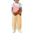 thumbnail image 1 of Tfken Girls Overalls Sleeveless Summer Comfy Casual Graphic Jumpsuit With Pockets Daily Wear Soft Kids Classic Clothes Size 5-6 Years Beige, 1 of 6