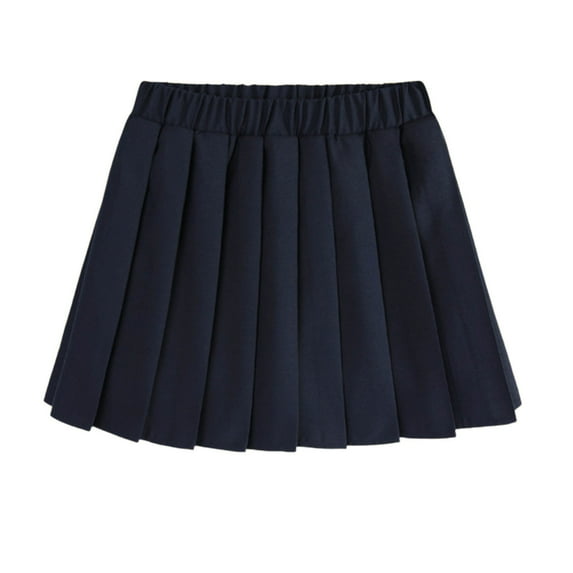 Tfken Girls Pleated Summer Fashion Tennis Slim Skirt Solid Color Casual Mini Skirt Navy Size 11-12 Years