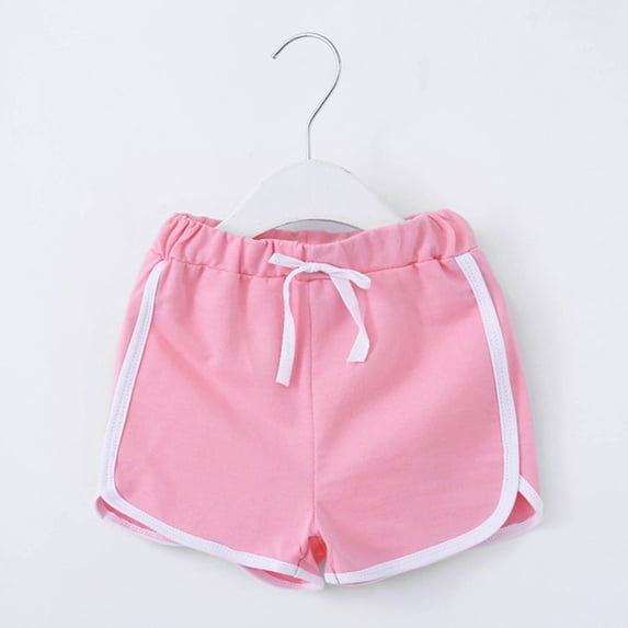 Tfken Girls Shorts For Summer Elastic Waist Patchwork Athletic Shorts Casual Daily Wear Children Comfortable Clothes Pink Size 9-10 Years