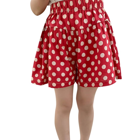 Tfken Girls Shorts For Summer Print Elastic Waist Wide-Leg Shorts Casual Trendy Daily Wear Children Comfortable Clothes Red Size 4-5 Years