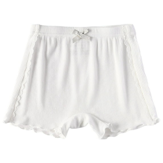Tfken Girls Shorts For Summer Solid Color Elastic Waist Lace Shorts Casual Daily Wear Children Comfortable Clothes White Size 6-7 Years
