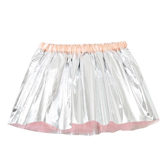 Tfken Girls Skirts For Summer Elastic Waist Sequins Skirts Trendy For Dance Party Teen Comfortable Clothes Silver Size 18-24 Months